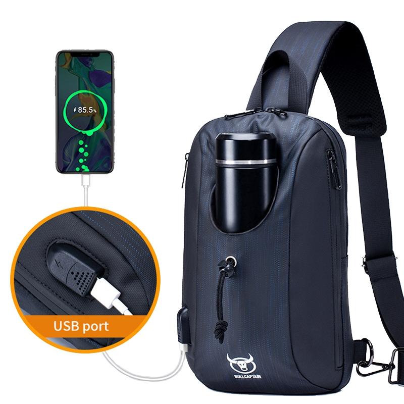 Large Capacity Waterproof Chest Bag With Usb Charging Crossbody Design - White 5