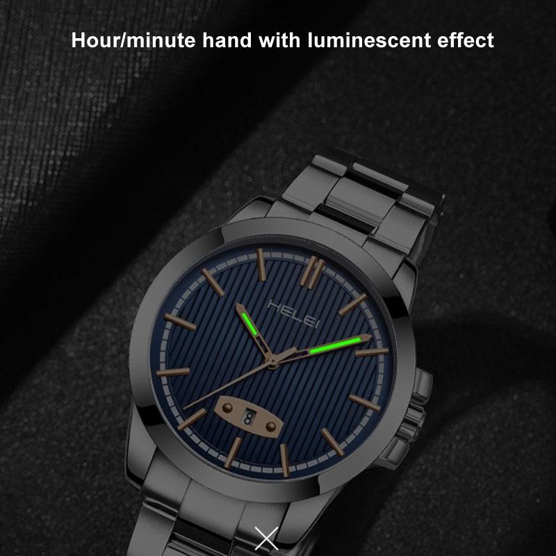 Waterproof Men Quartz Watch with Stainless Steel Band and Automatic Display - Blue 5