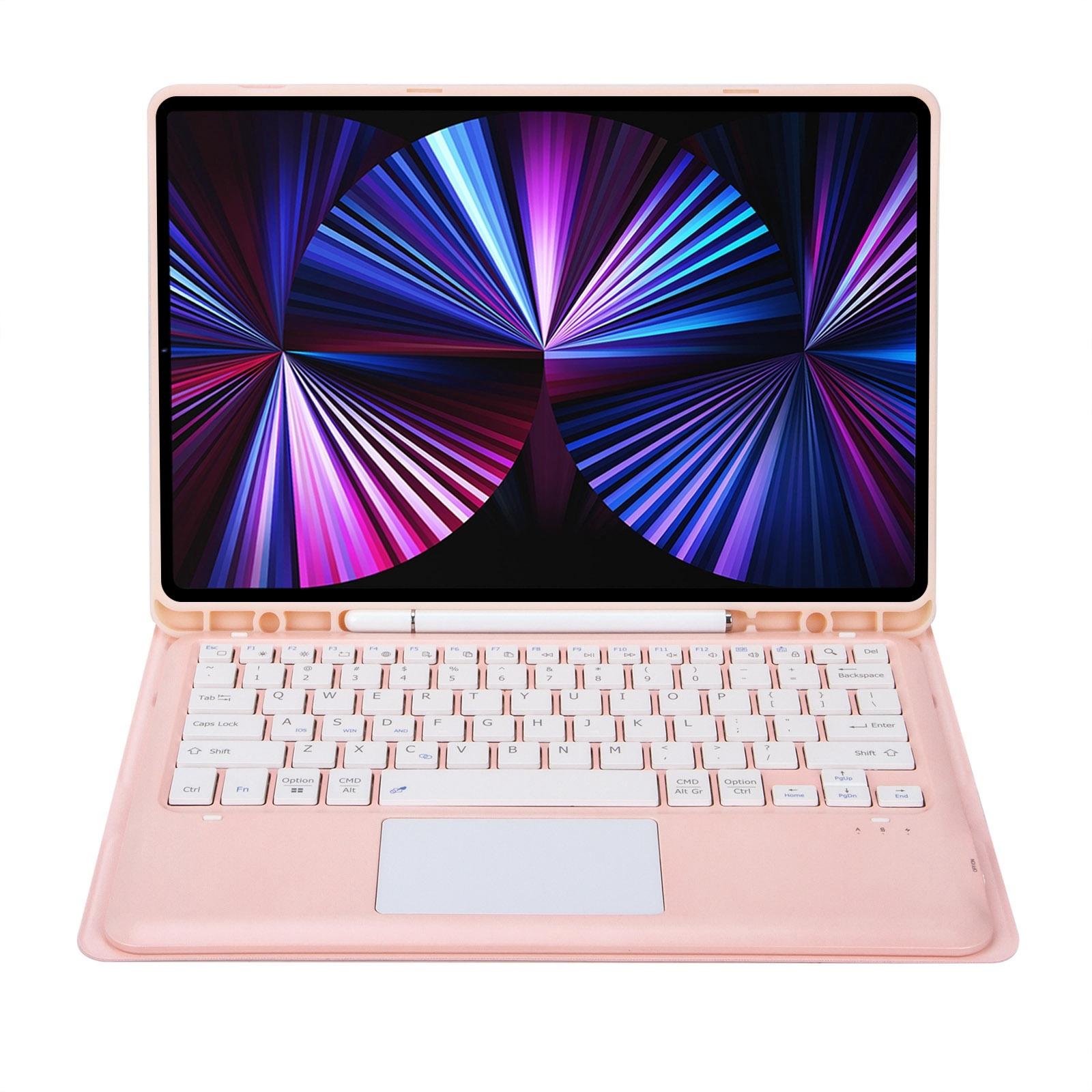Detachable Bluetooth Keyboard Leather Case For Ipad Pro 12.9 2021 / 2020 / 2018 With Touch Pad - Pink 4