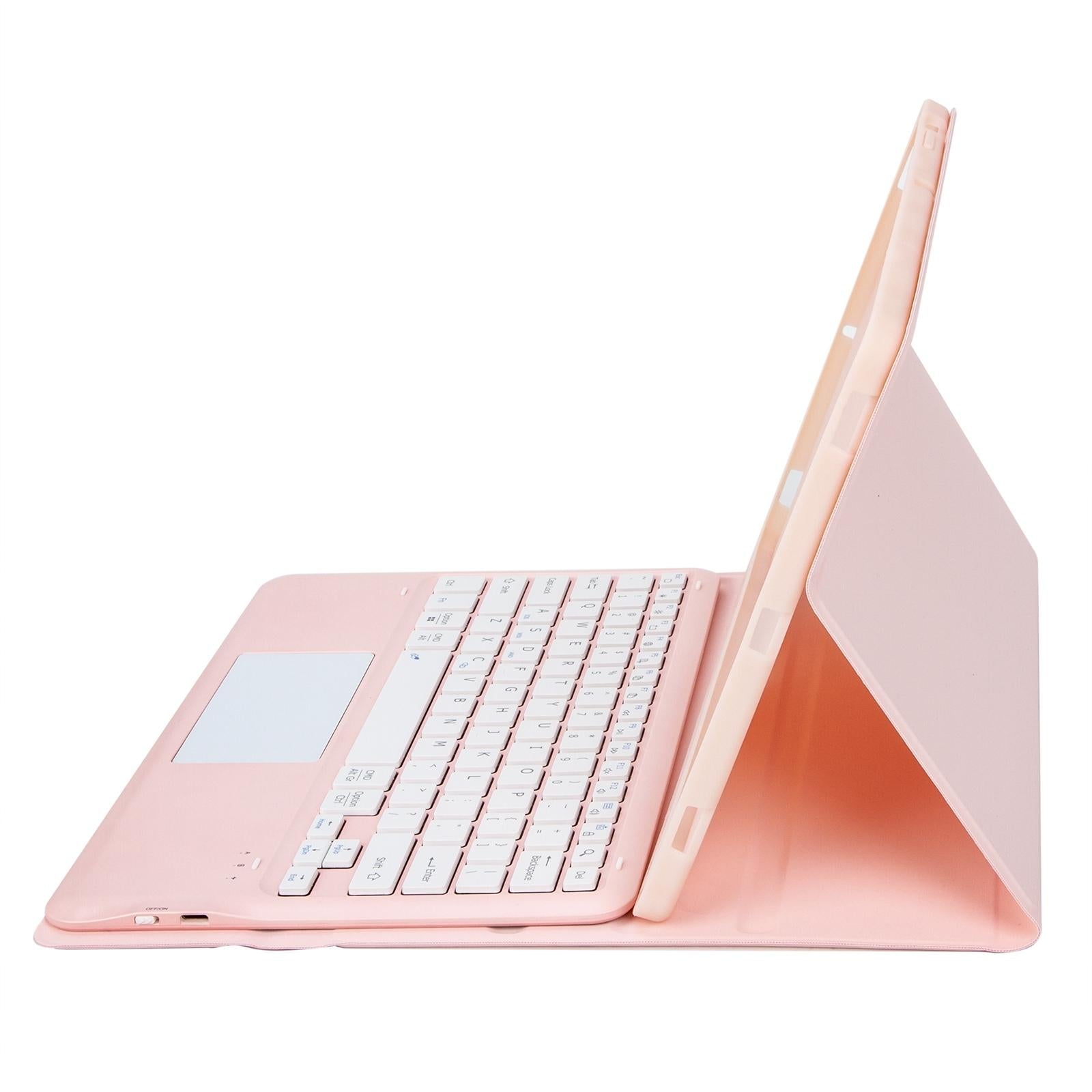 Detachable Bluetooth Keyboard Leather Case For Ipad Pro 12.9 2021 / 2020 / 2018 With Touch Pad - Pink 6