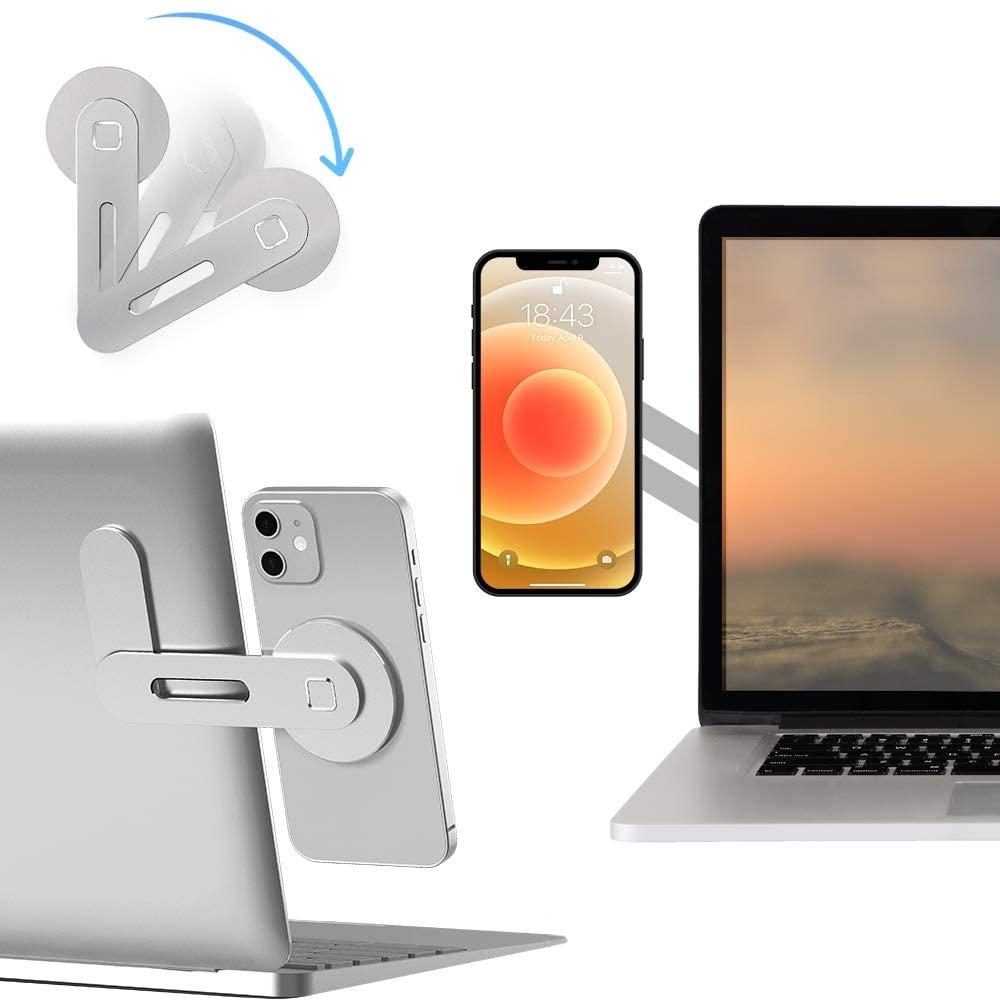 Aluminum Magnetic Phone Stand for Laptop Expansion - Silver 4