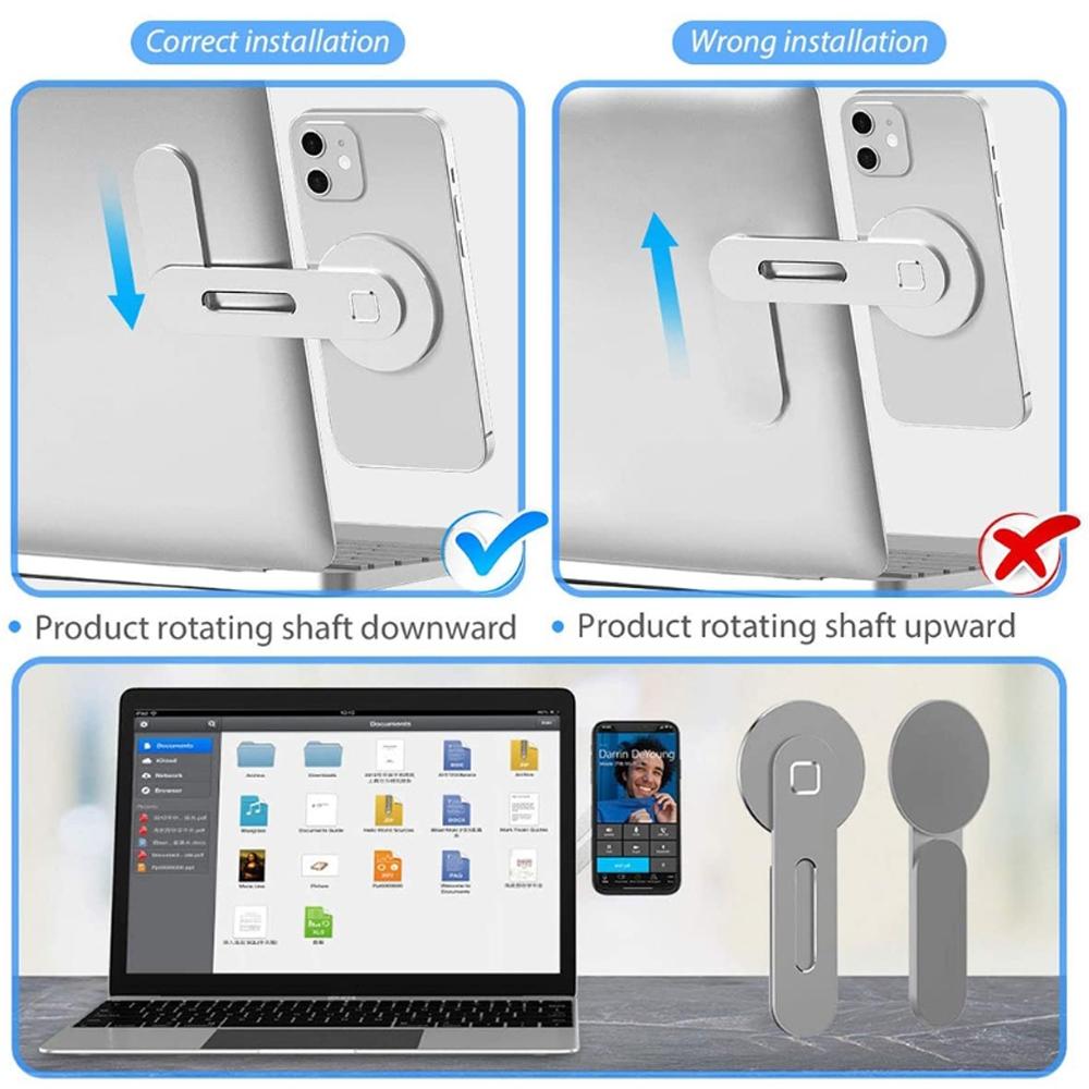 Aluminum Magnetic Phone Stand for Laptop Expansion - Silver 6