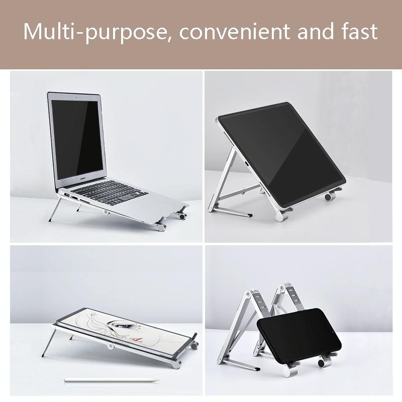 Portable Aluminum Notebook Stand - Compact Cooling Bracket - Silver 8