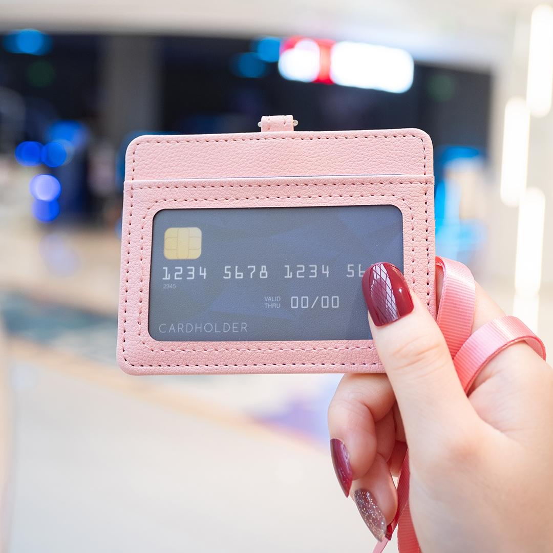 Horizontal Id Card Bag & Lanyard - Pink 13
