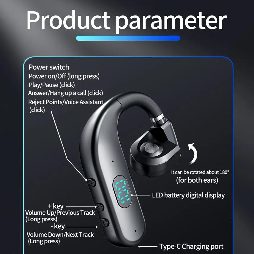 Wireless Bluetooth Headphone with Digital Display - Black - Midnight Blue 11