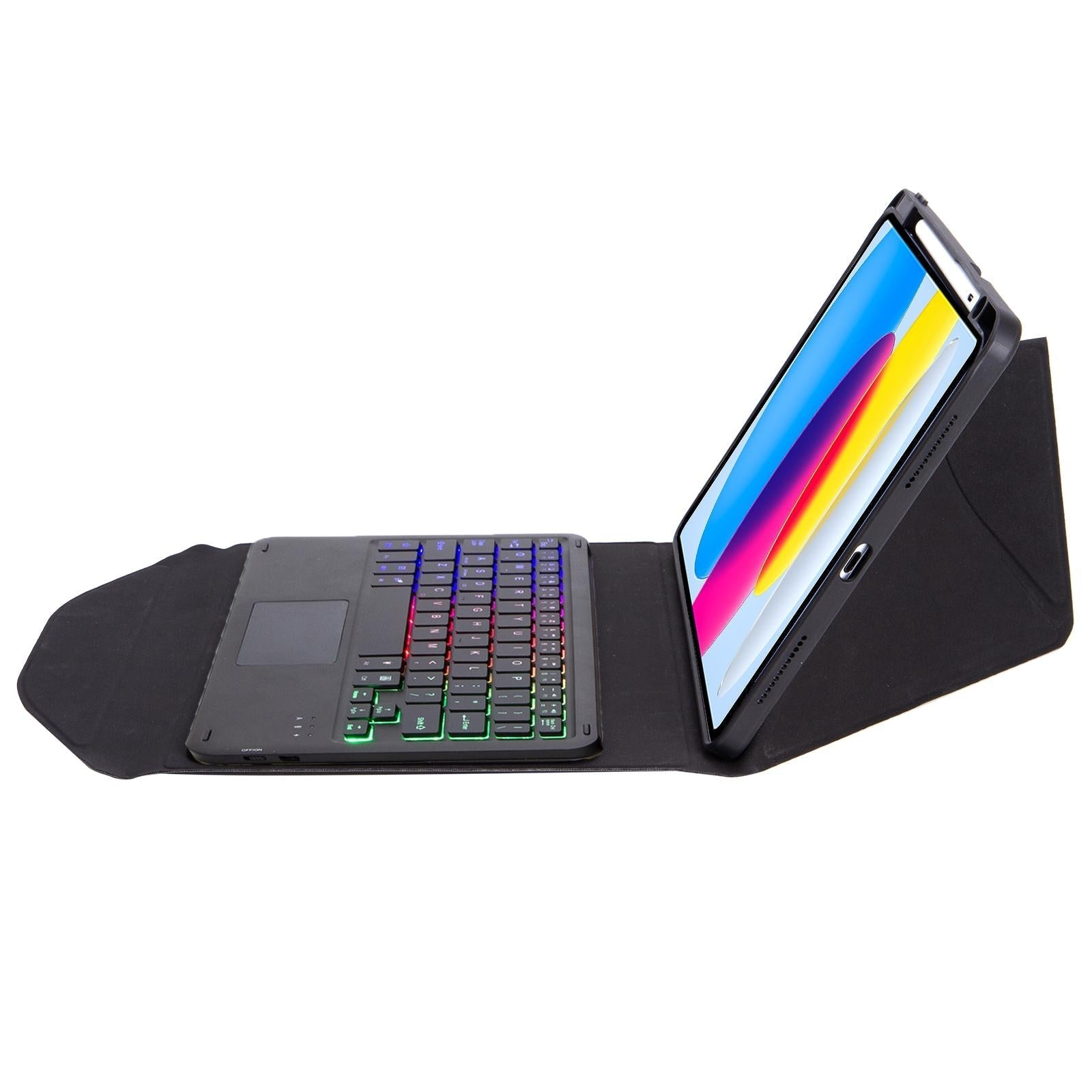 Touchpad Bluetooth Keyboard Leather Tablet Case With Pen Slot And Backlight - Pink 5