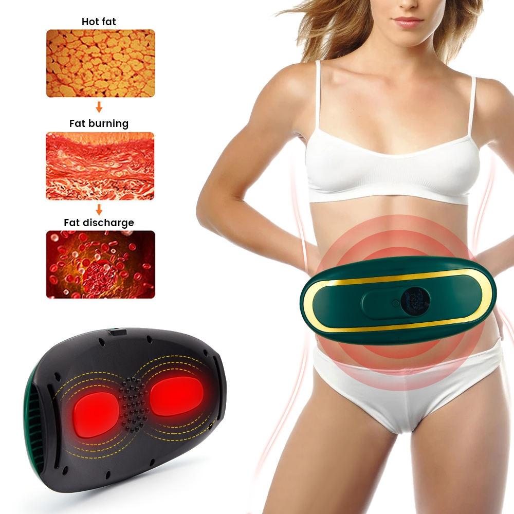 Hot Compress Abdominal Massage Belt For Menstrual Relief Green - White 5