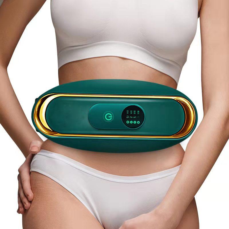 Hot Compress Abdominal Massage Belt For Menstrual Relief Green - White 9