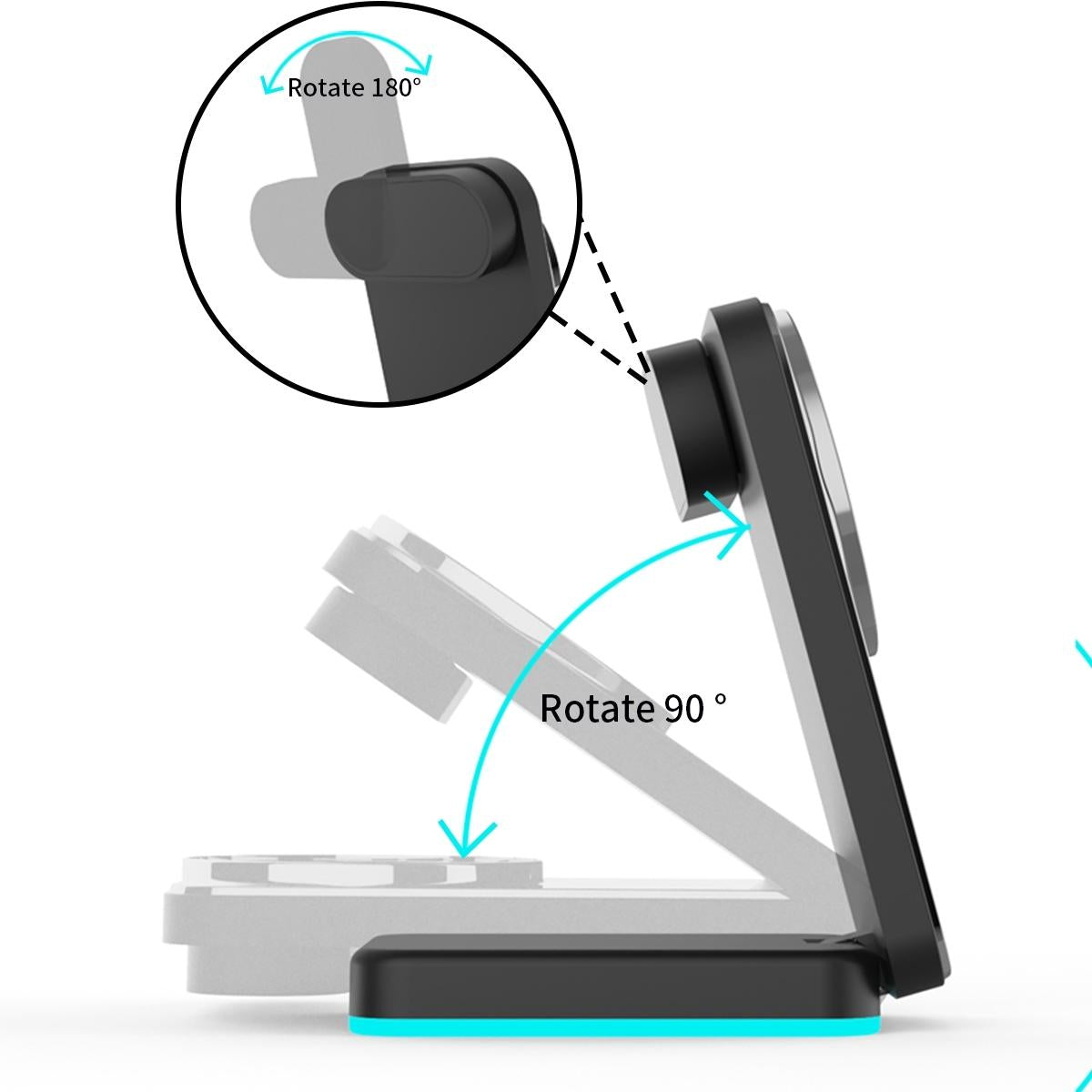 Foldable 3 In 1 Rgb Led Wireless Charger - White 8