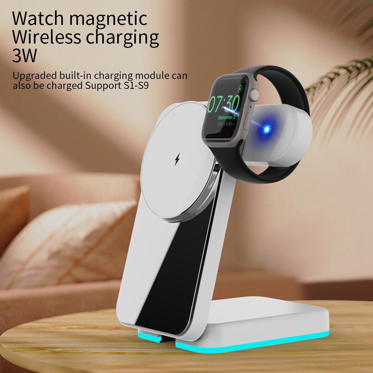 Foldable 3 In 1 Rgb Led Wireless Charger - White 13