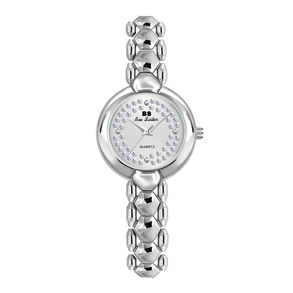 Women Diamond Chain Watch - Elegant Jewelry - Silver