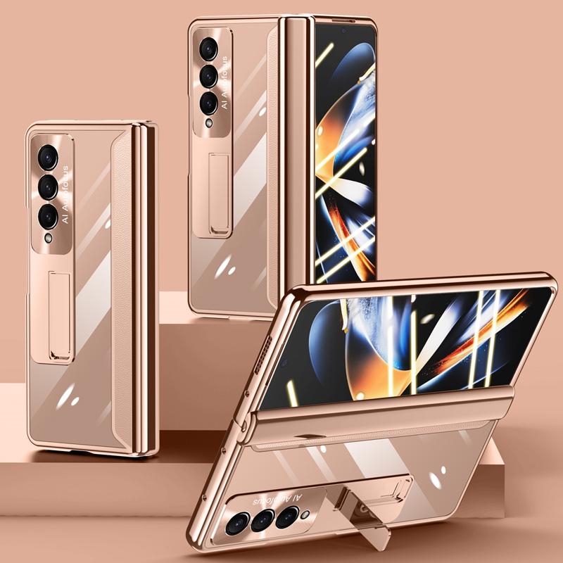For Samsung Galaxy Z Fold4 5G Samsung Fold 4 Full Body Hinge Case - Electroplated - Gold 9