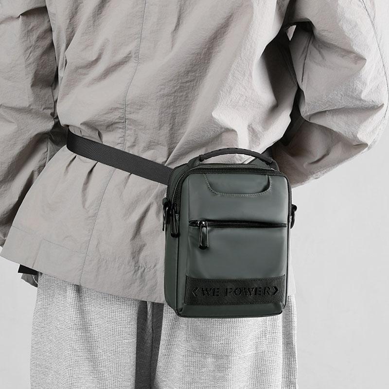 Men Messenger Bag - Wear As Belt Shoulder Or Handheld Bag - Grey 15