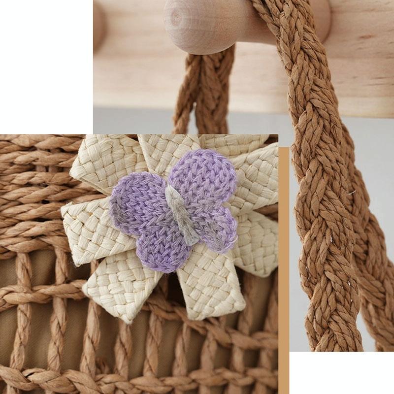 Large Capacity Straw Tote Bag with Hollow Wave Design and Lining - Beige 5