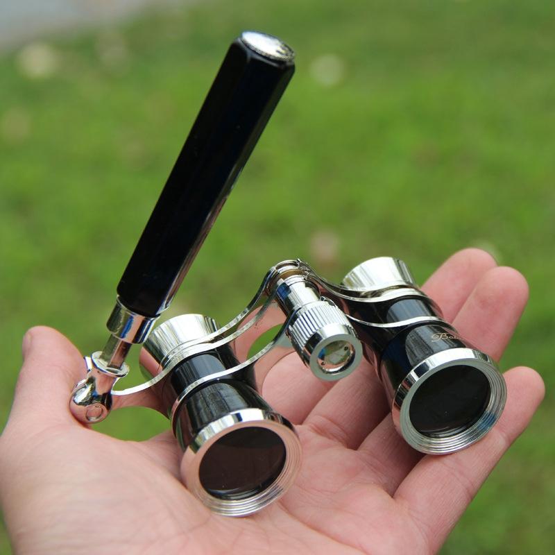 Chrome Double Cylinder Telescope with Handle - 3 x 25 Lady - Pearl White 5