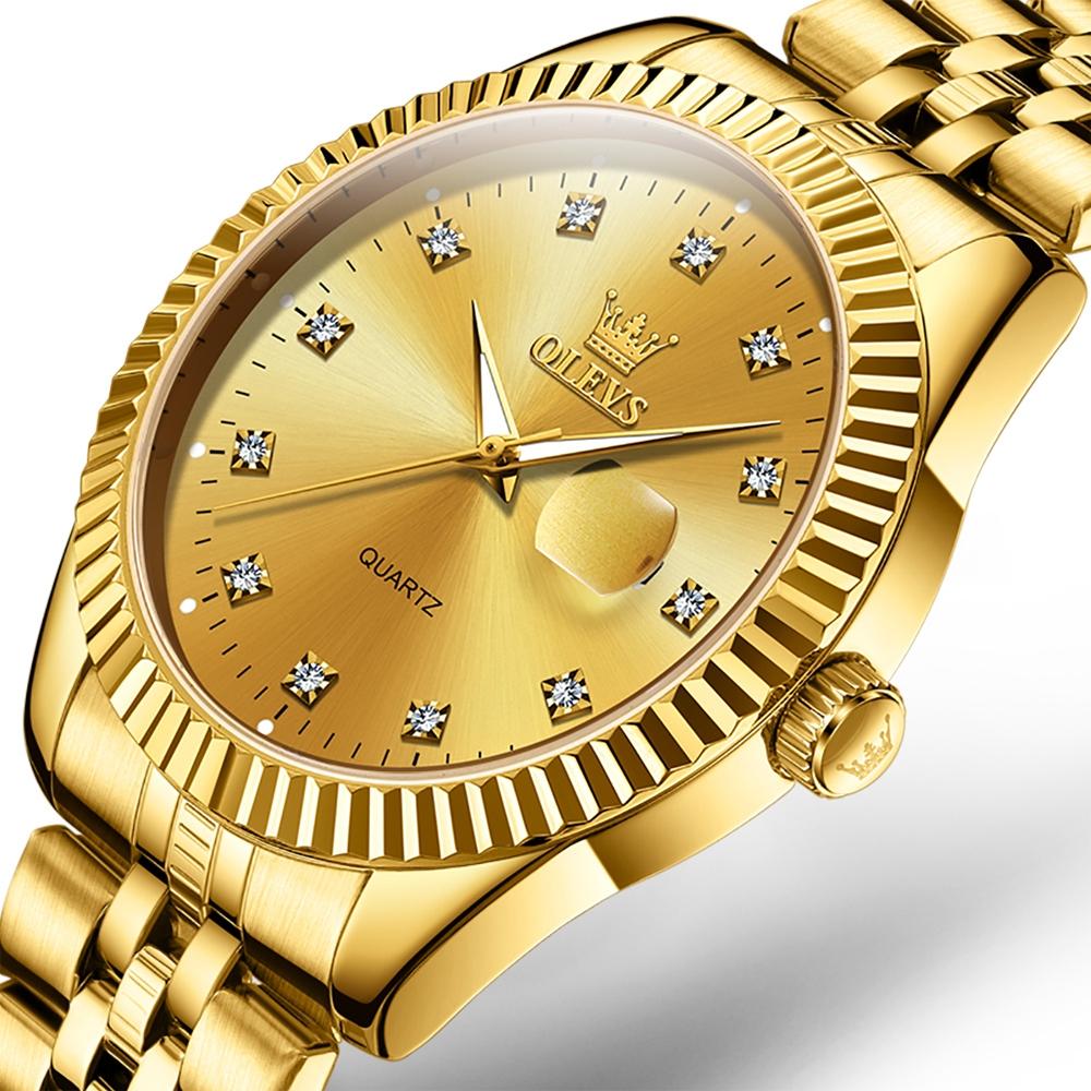 Men Luminous Waterproof Quartz Watch with Diamond Accents - Black 3
