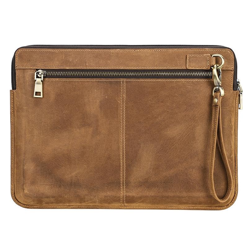 14.2 Inch Leather Laptop Sleeve for Macbook Pro - Black - Coffee