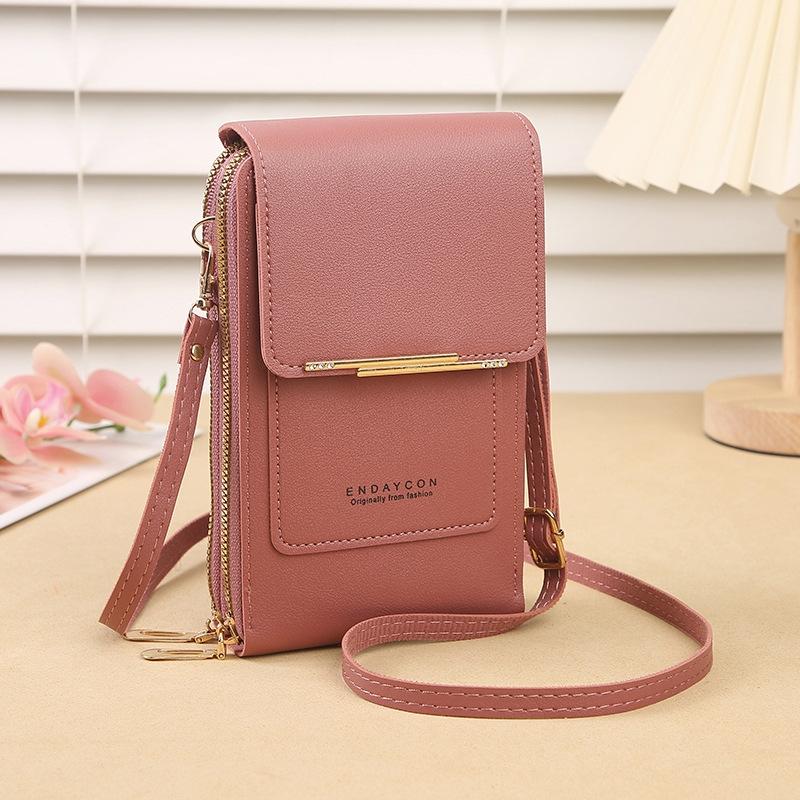 Multifunctional Touch Screen Crossbody Bag - Deep Pink