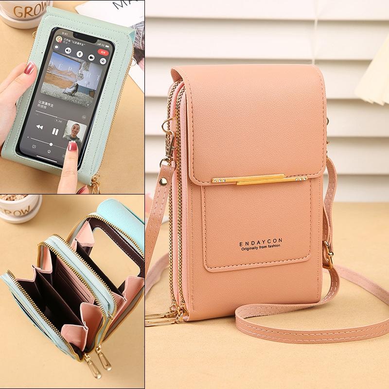 Multifunctional Touch Screen Crossbody Bag - Deep Pink 10