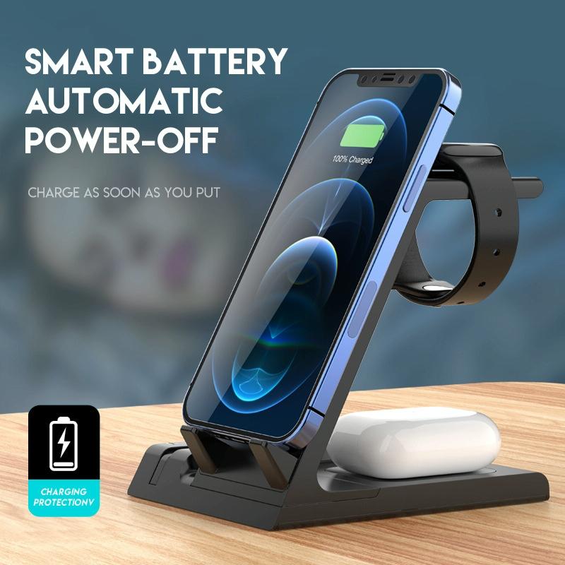 6 In 1 Wireless Charging Stand With Usb C Port & 8 Pin Cable - White 3