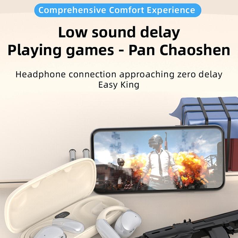 Bluetooth Earphones with Hanging Ear Design and Digital Display Charging Case - Skin Colour 5