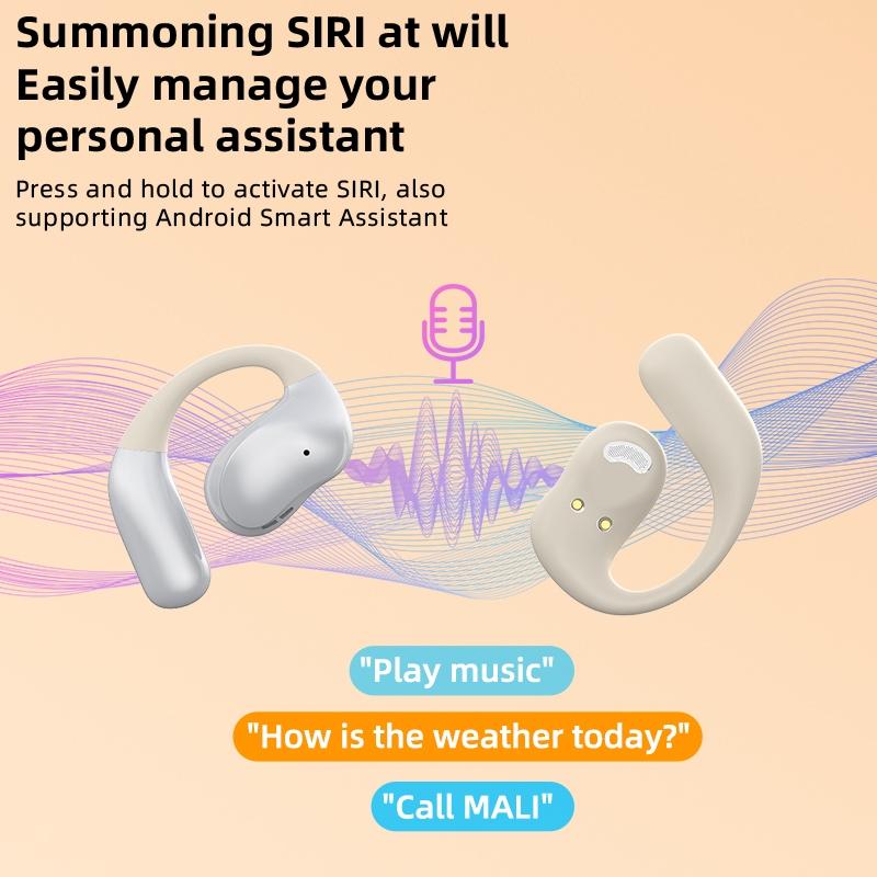 Bluetooth Earphones with Hanging Ear Design and Digital Display Charging Case - Skin Colour 9