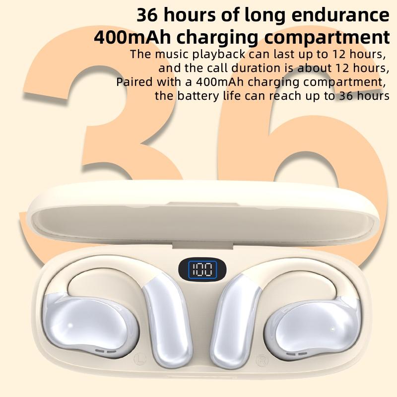 Bluetooth Earphones with Hanging Ear Design and Digital Display Charging Case - Skin Colour 10