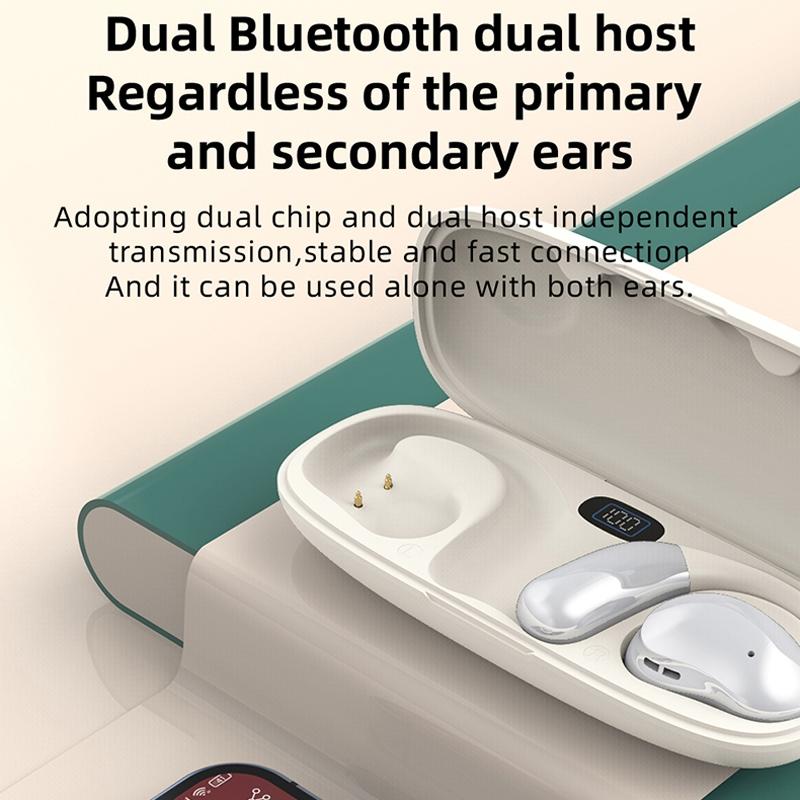 Bluetooth Earphones with Hanging Ear Design and Digital Display Charging Case - Skin Colour 13