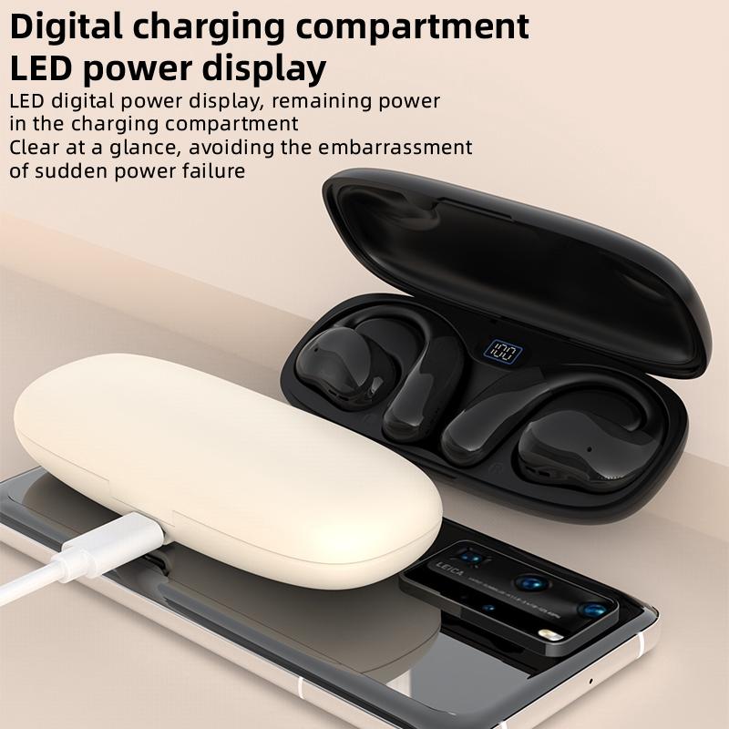 Bluetooth Earphones with Hanging Ear Design and Digital Display Charging Case - Skin Colour 15