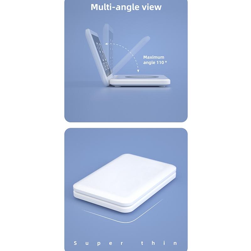 Foldable Desk Calendar Clock With Wireless Charger & Alarm - White 11
