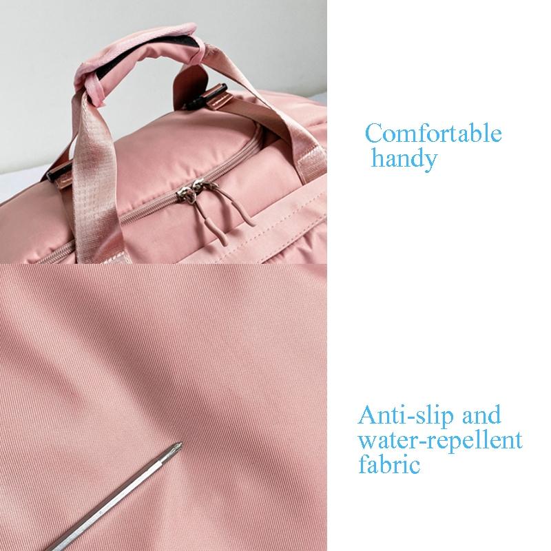 Large Capacity Sports Bag With Wet / Dry Separation - Pink Yellow 5