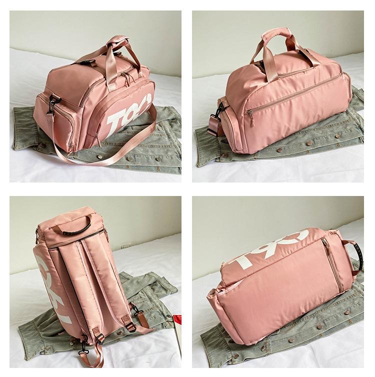 Large Capacity Sports Bag With Wet / Dry Separation - Pink Yellow 6