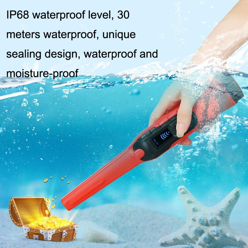 Small Handheld Metal Detector for Outdoor Treasure Hunting - Red Black 8