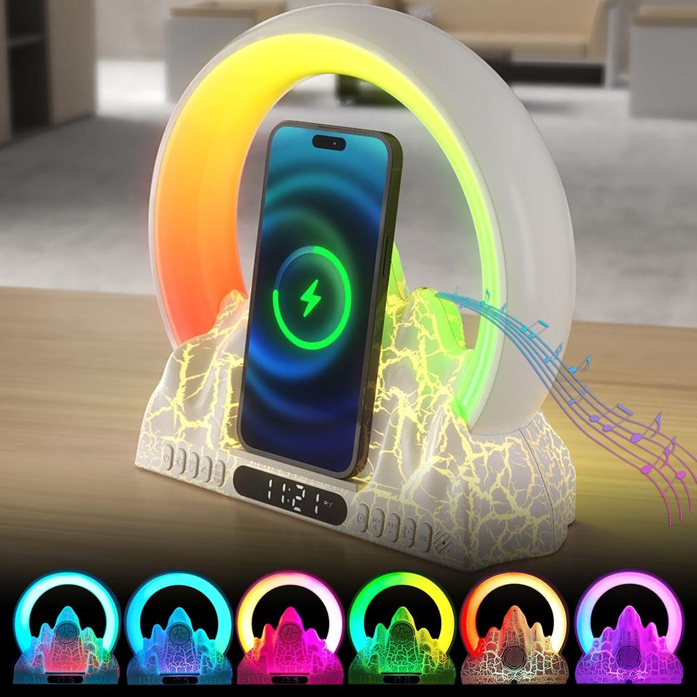 Wireless Charger With Alarm Clock & Bluetooth Speaker - White 4