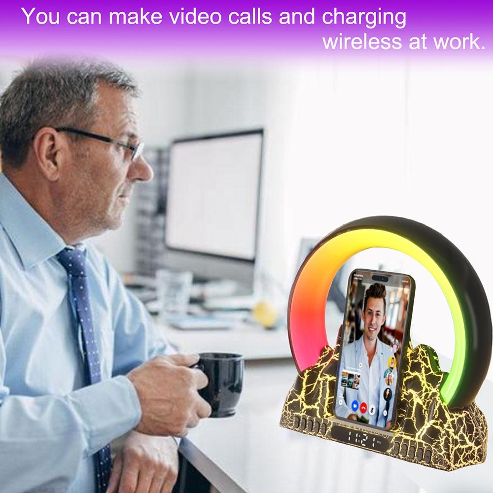 Wireless Charger With Alarm Clock & Bluetooth Speaker - White 5
