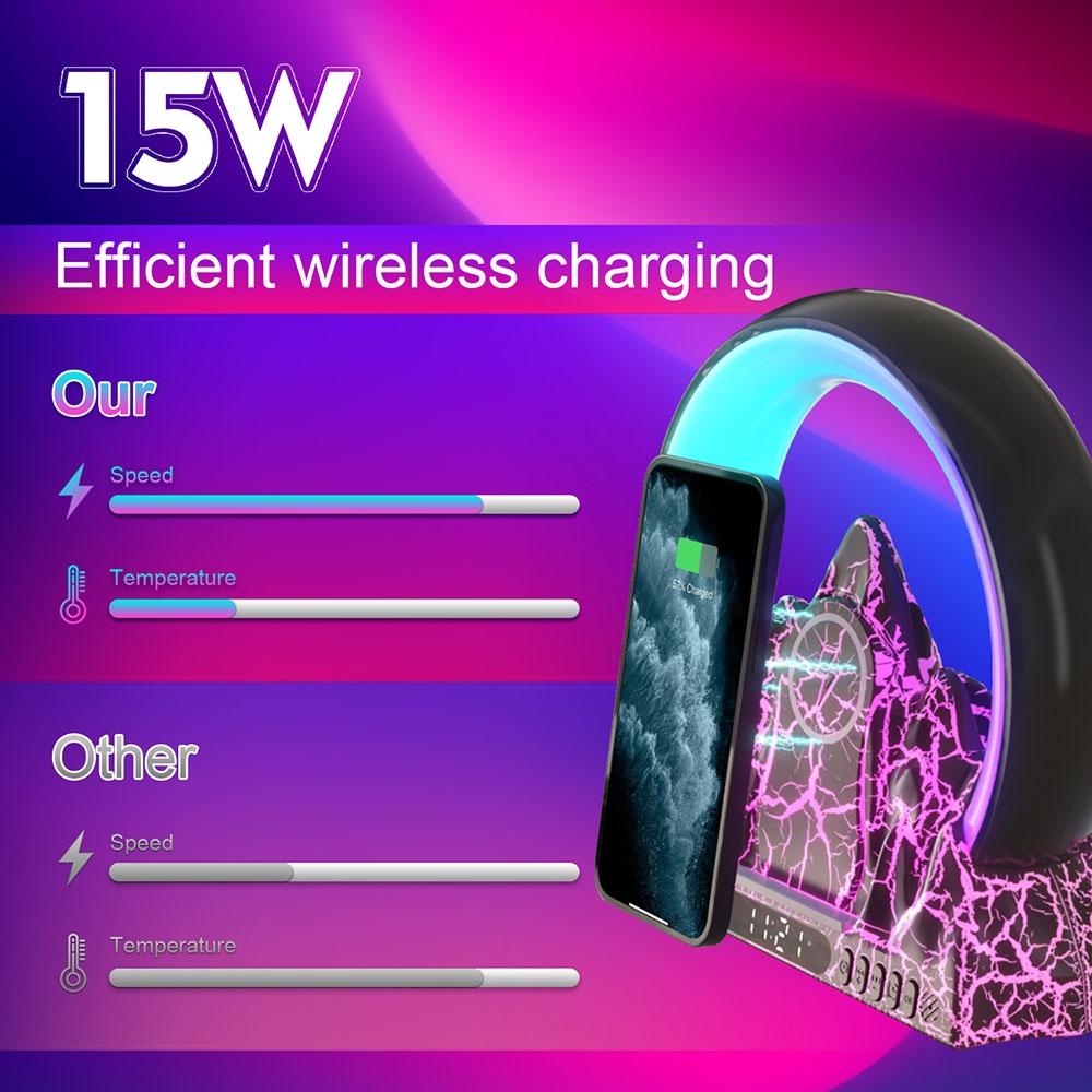 Wireless Charger With Alarm Clock & Bluetooth Speaker - White 8