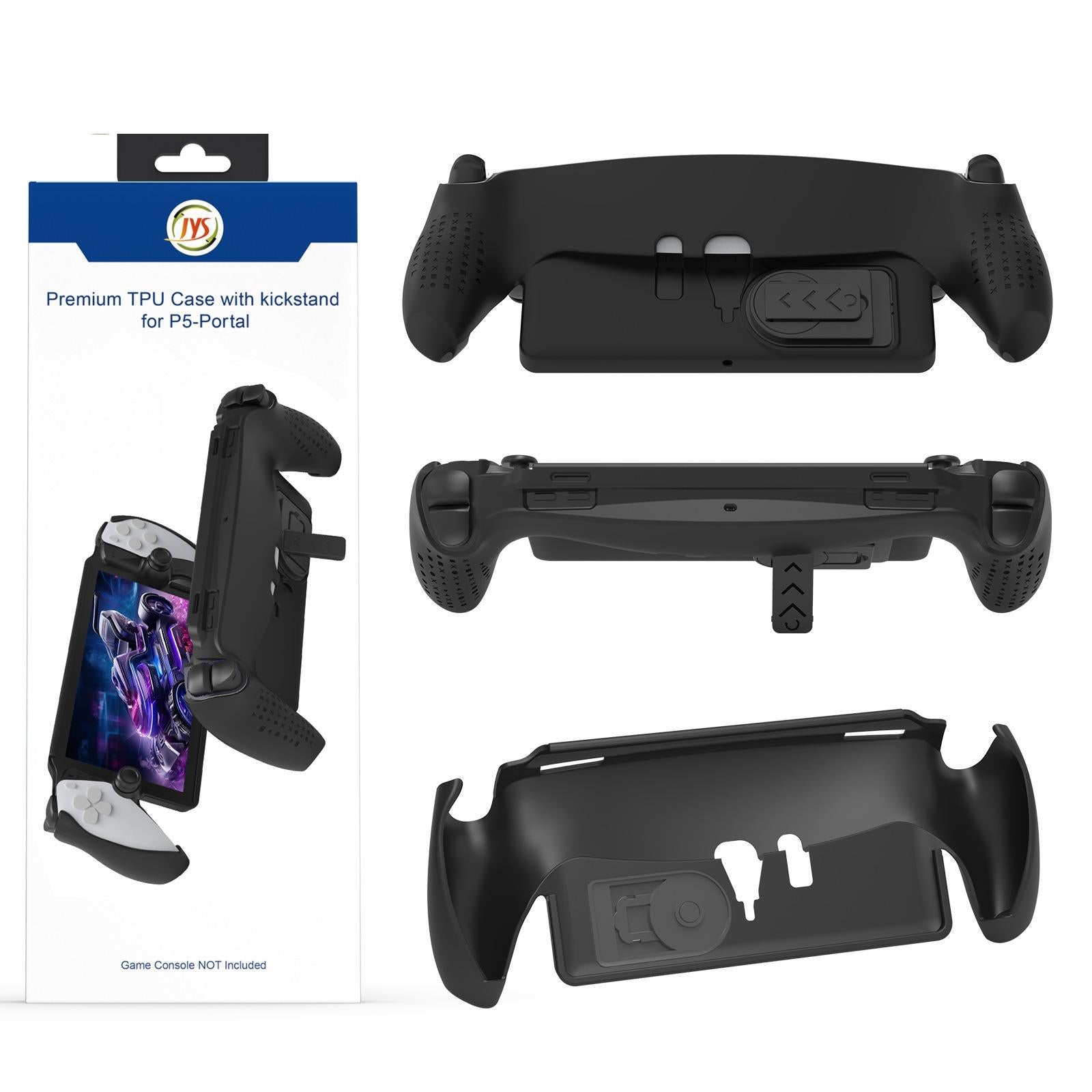 Jys Tpu Protective Case with Stand for Playstation Portal - Handle Design - Black