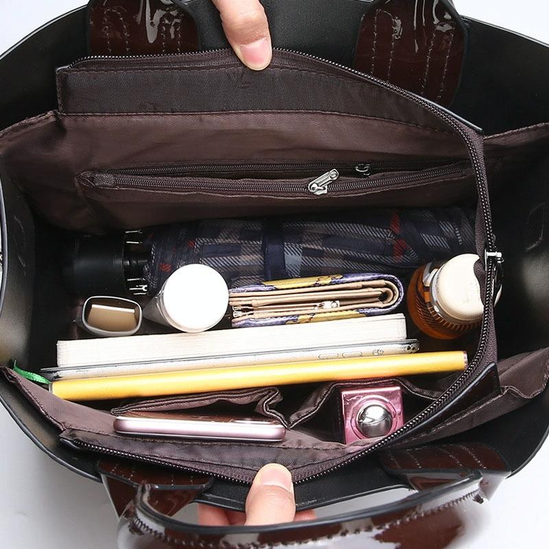 Versatile Crocodile Pattern Shoulder Bag for Women - 3-in-1 Design - Black 7