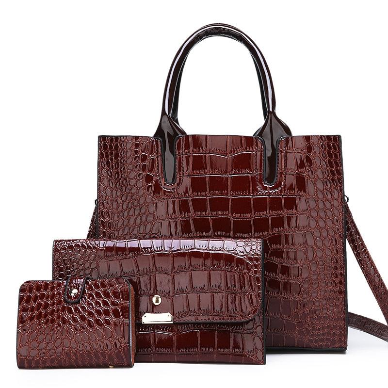 Versatile Crocodile Pattern Shoulder Bag for Women - 3-in-1 Design - Black 12
