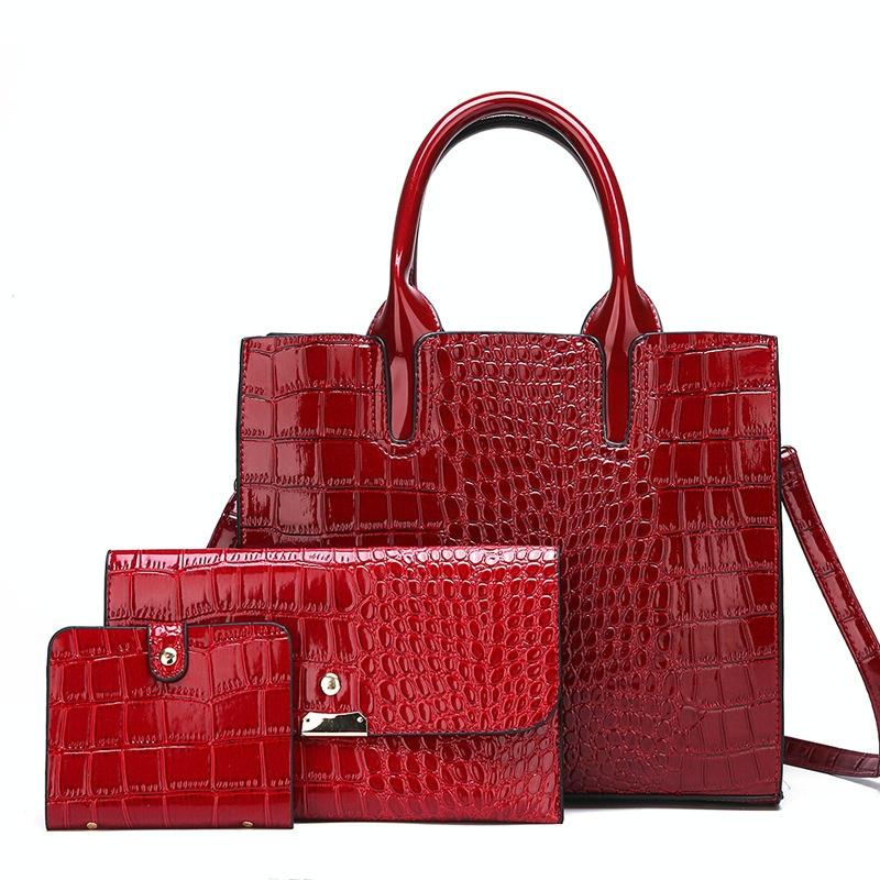 Versatile Crocodile Pattern Shoulder Bag for Women - 3-in-1 Design - Black 13