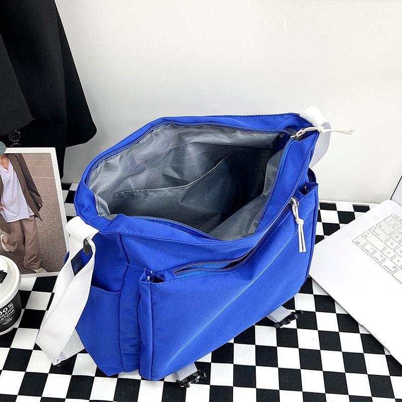 Large Capacity Canvas Crossbody Bag For Students And Casual Use - White 6