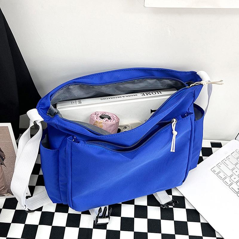 Large Capacity Canvas Crossbody Bag For Students And Casual Use - White 7