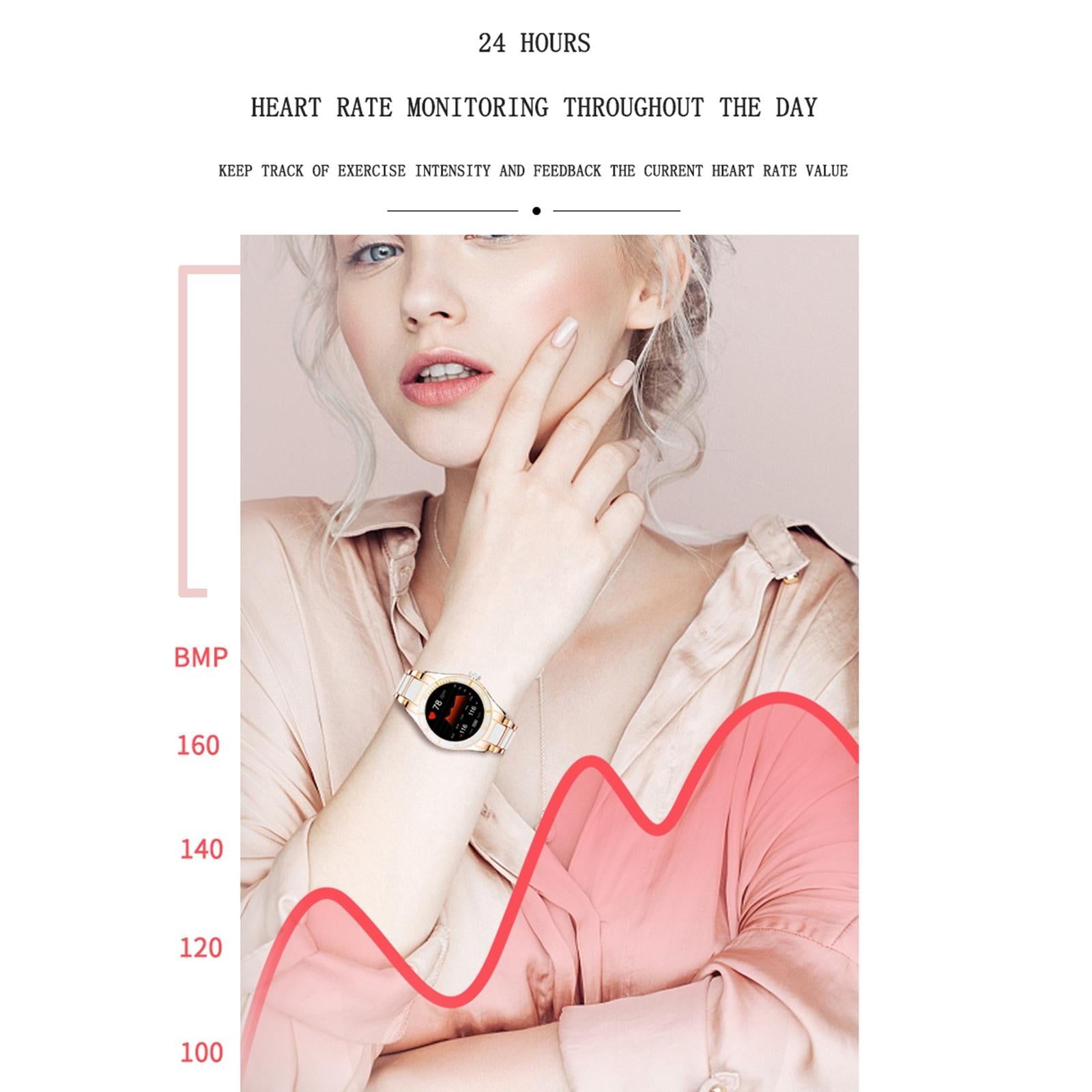 Smart Bracelet With Touch Screen Heart Monitoring Voice Control And Cycle Reminder - Pink 6