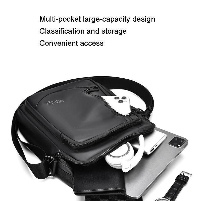 Durable Large Capacity Men Grey Shoulder Messenger Bag 5