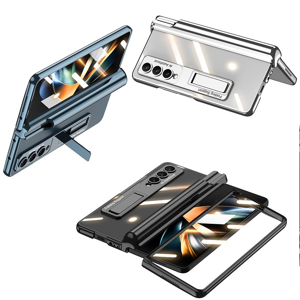 For Samsung Galaxy Z Fold4 5G Shockproof Magnetic Case With Pen Slots - Silver 3