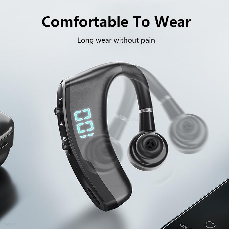 V9s Wireless Earphones with Noise Cancellation and Led Display - Blue Single Ear 5