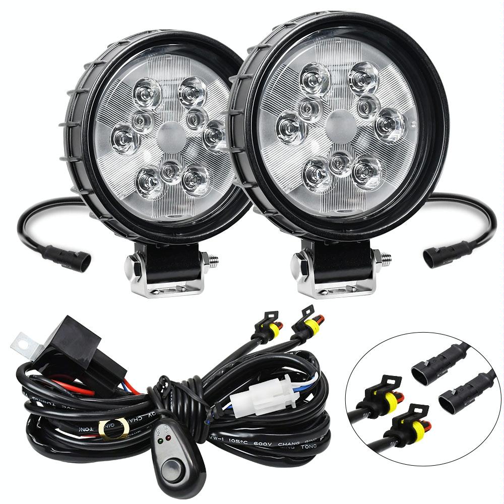 12W 9 - 30V Car Mixed Light Work Light With Wire Set - Round 3
