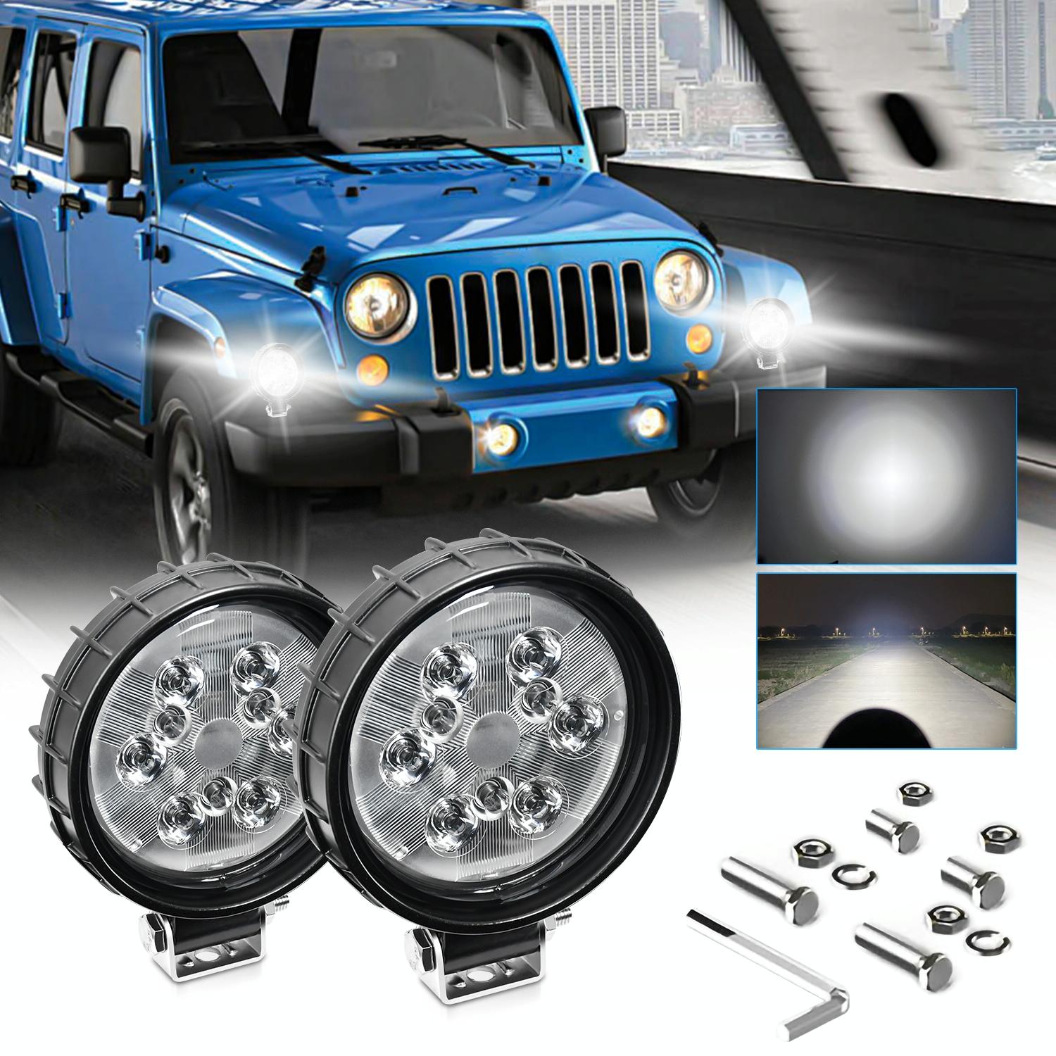 12W 9 - 30V Car Mixed Light Work Light With Wire Set - Round 4