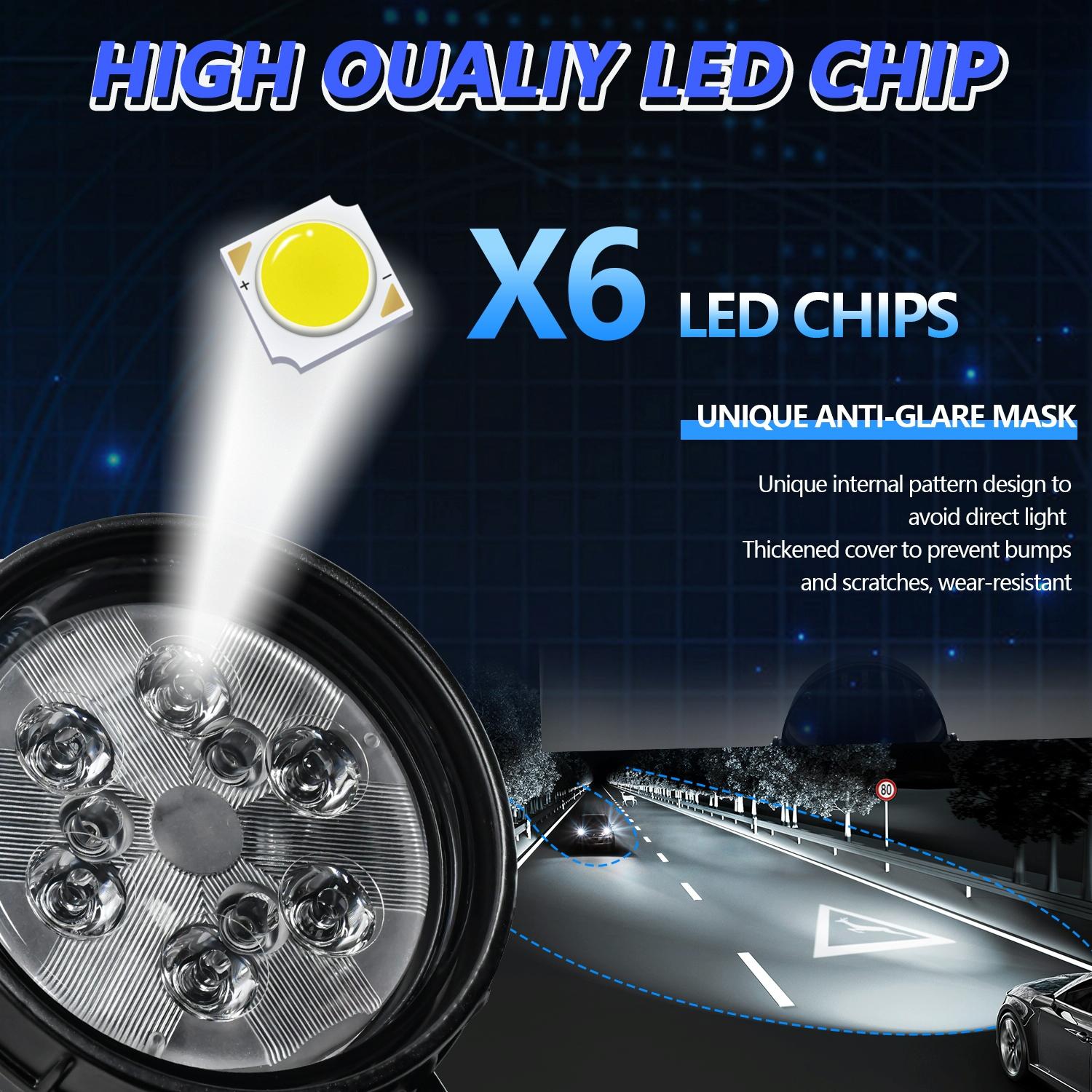 12W 9 - 30V Car Mixed Light Work Light With Wire Set - Round 6