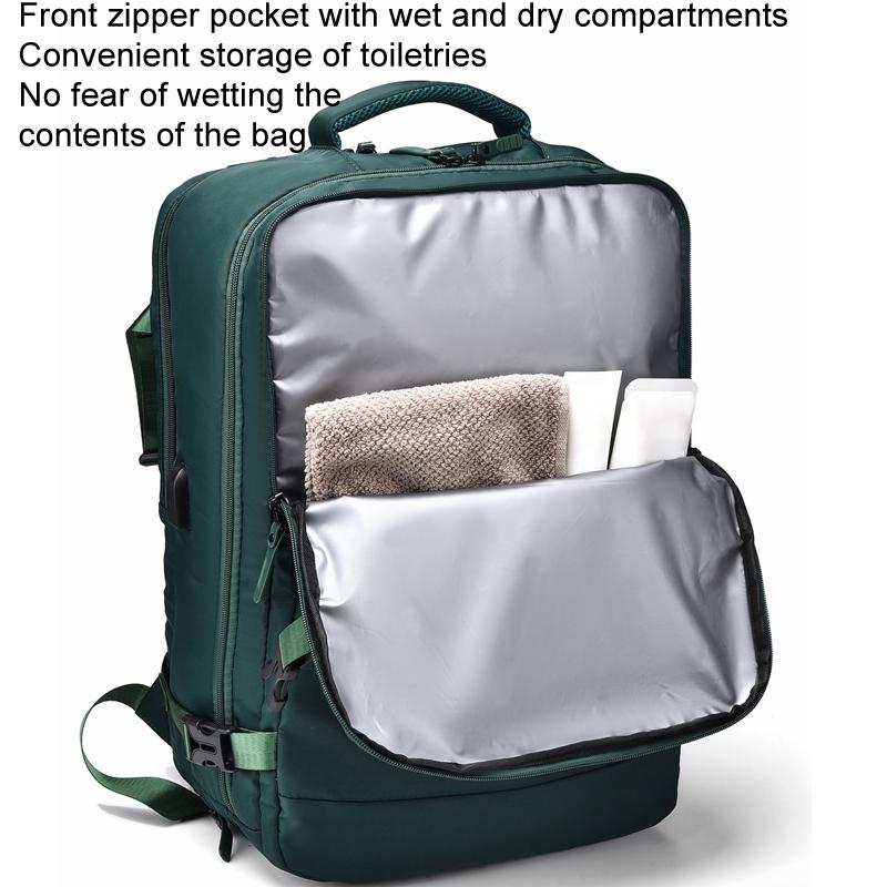 Spacious Business Travel Backpack Fits Laptop - Green 6